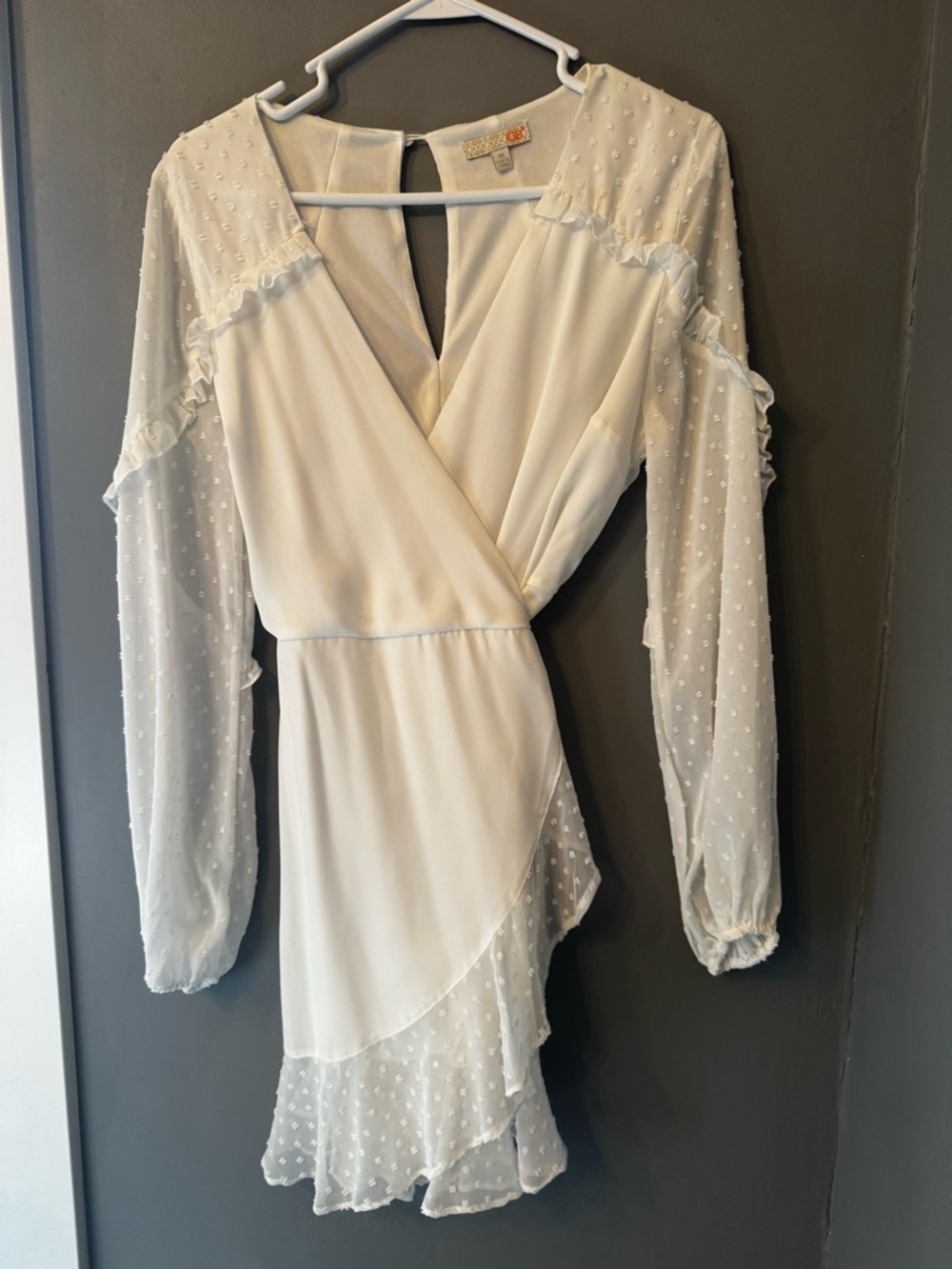 Gianni Bini White Ruffle Wrap Dress